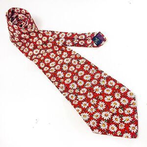 Surrey White Daisy Neck Tie on Red